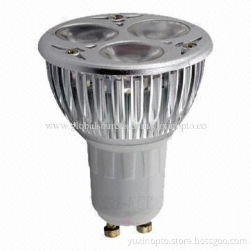 High-power LED spotlight, 3W GU10 base, CE-certified, Compliant with RoHS Directive
